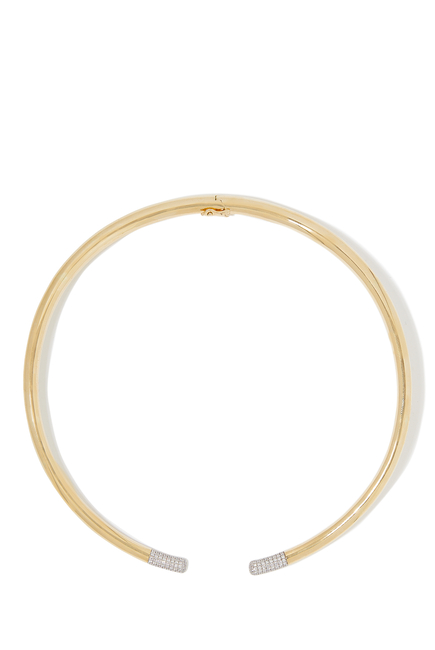 Tube Necklace, 14K Yellow Gold & Diamonds