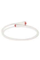 Cleo Slim Slip-On Bracelet, 18k White Gold with Diamonds & Red Coral
