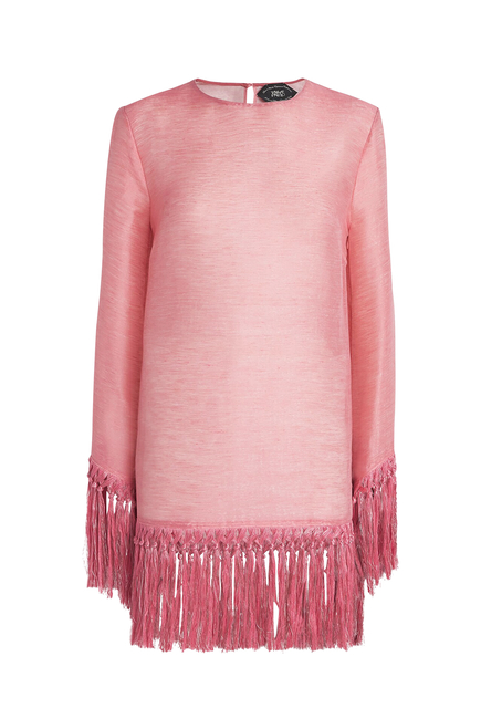 Linen-Blend Fringed Claudia Mini Dress