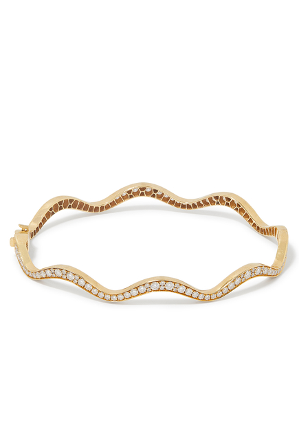 Wave 2.0 Bangle, 18K Yellow Gold & Diamonds