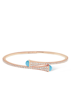 Cleo Slim Bangle, 18k Pink Gold with Turquoise & Diamonds