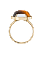 Mushroom Ring, 18K Yellow Gold with Mother of Pearl & Tiger Eye Stone