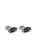 Carbon Infinity Talisman Cufflinks,  Palladium Plated Base Metal & Carbon Fibre
