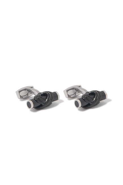 Carbon Infinity Talisman Cufflinks,  Palladium Plated Base Metal & Carbon Fibre