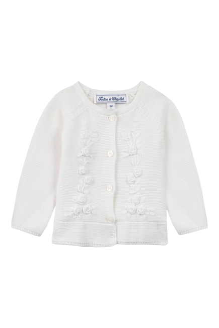 Kids Rose Embroidered Cardigan