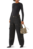 Leopard Print Bou Bucket Bag
