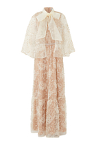 Embellished Cape Maxi Dress
