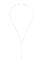 Short Lariat with Heart, Oval, and Marquise Diamonds Necklace, 18k Yellow Gold & Diamonds