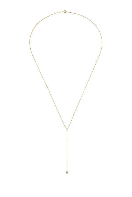 Short Lariat with Heart, Oval, and Marquise Diamonds Necklace, 18k Yellow Gold & Diamonds