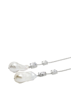 Drop Earrings, Recycled Sterling Silver Plated in Rhodium & Cubic Zirconia