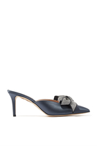 Paley 70 Crystal Bow Satin Mules
