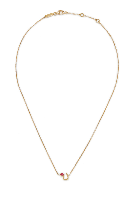 Kids Tiny Bling Arabic Letter Noon Bracelet, 18k Yellow Gold & Enamel