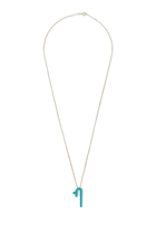 Shiny Long Letter Khaa Pendant, Sterling Silver & Enamel