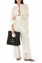 Finely Eyelet Oversized Button-Down Shirt