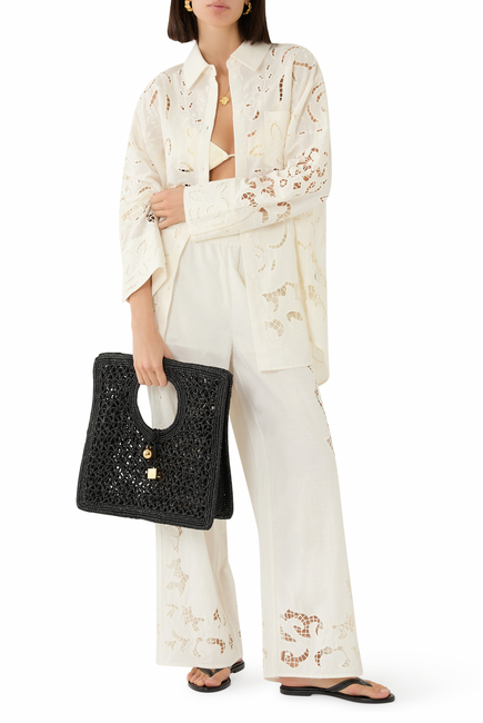Finely Eyelet Oversized Button-Down Shirt