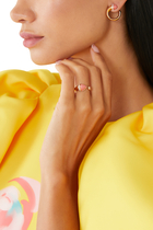 Cleo Venus Midi Earrings, 18k Rose Gold, Pink Coral & Diamond