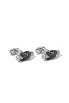 Carbon Infinity Talisman Cufflinks, Palladium Plated Base Metal & Alutex