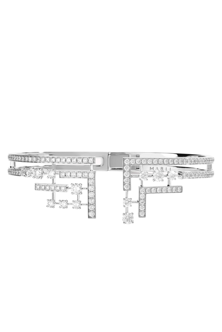 Avenues Crown Hinged Bracelet, 18k White Gold with Diamonds