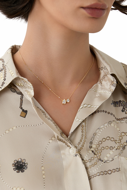 Peas in a Pod Pendant Necklace, Recycled Sterling Silver Plated in 14k Yellow Gold Vermeil & Cubic Zirconia