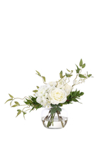 Hydrangea & Rose in Glass Vase
