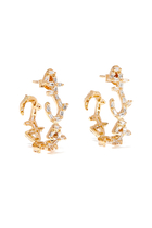 Hob/Love Hoop Earrings, 18k Yellow Gold & Baguette Diamonds