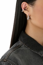 Kia Round Ear Cuff,  Silver-Plated Stainless Steel & Zirconium Oxides