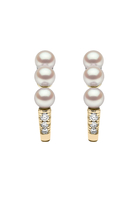 Eclipse Hoop Earrings, 18k Yellow Gold, Diamond & Pearl