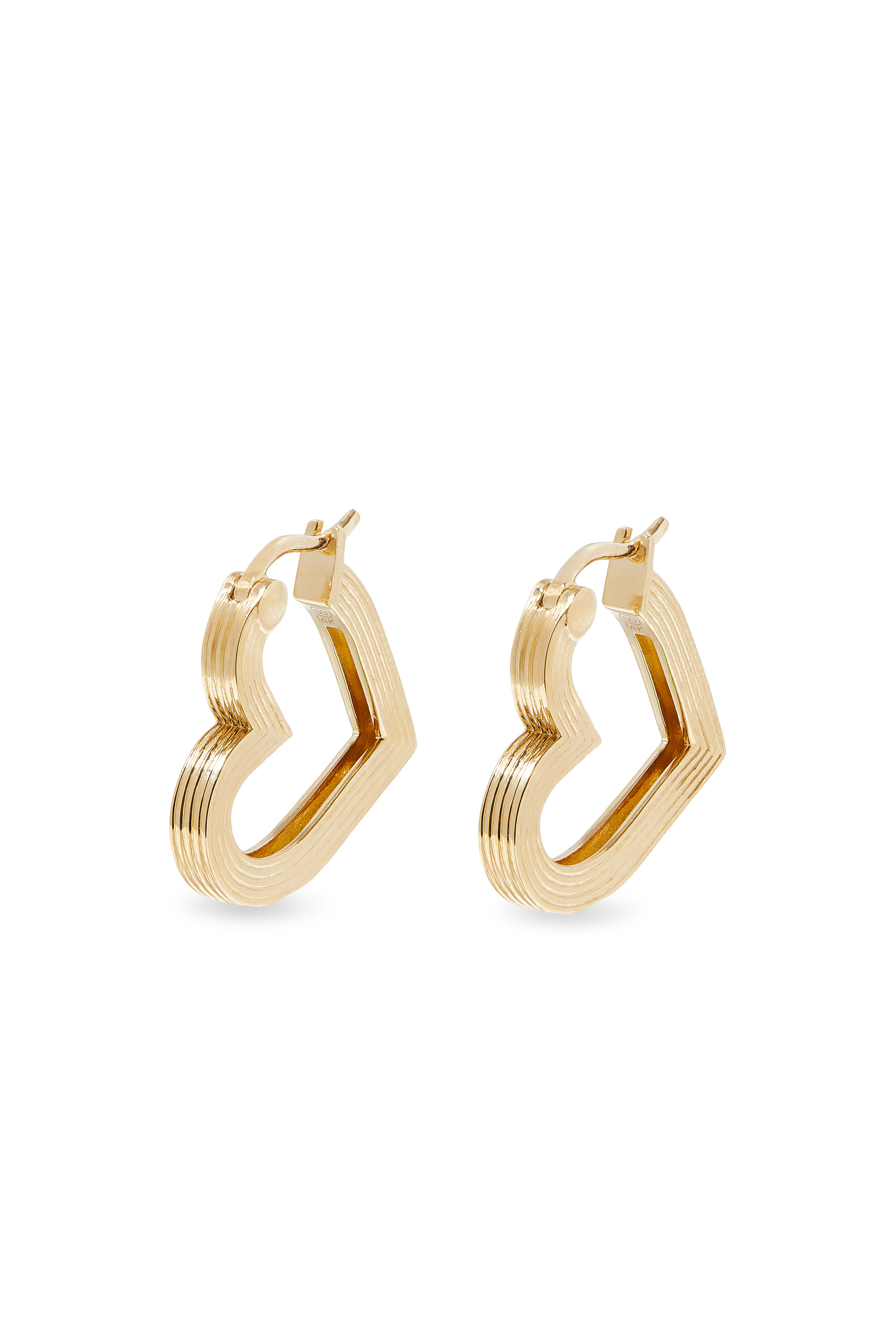 Fluted Hear Huggies, 14k Yellow Gold