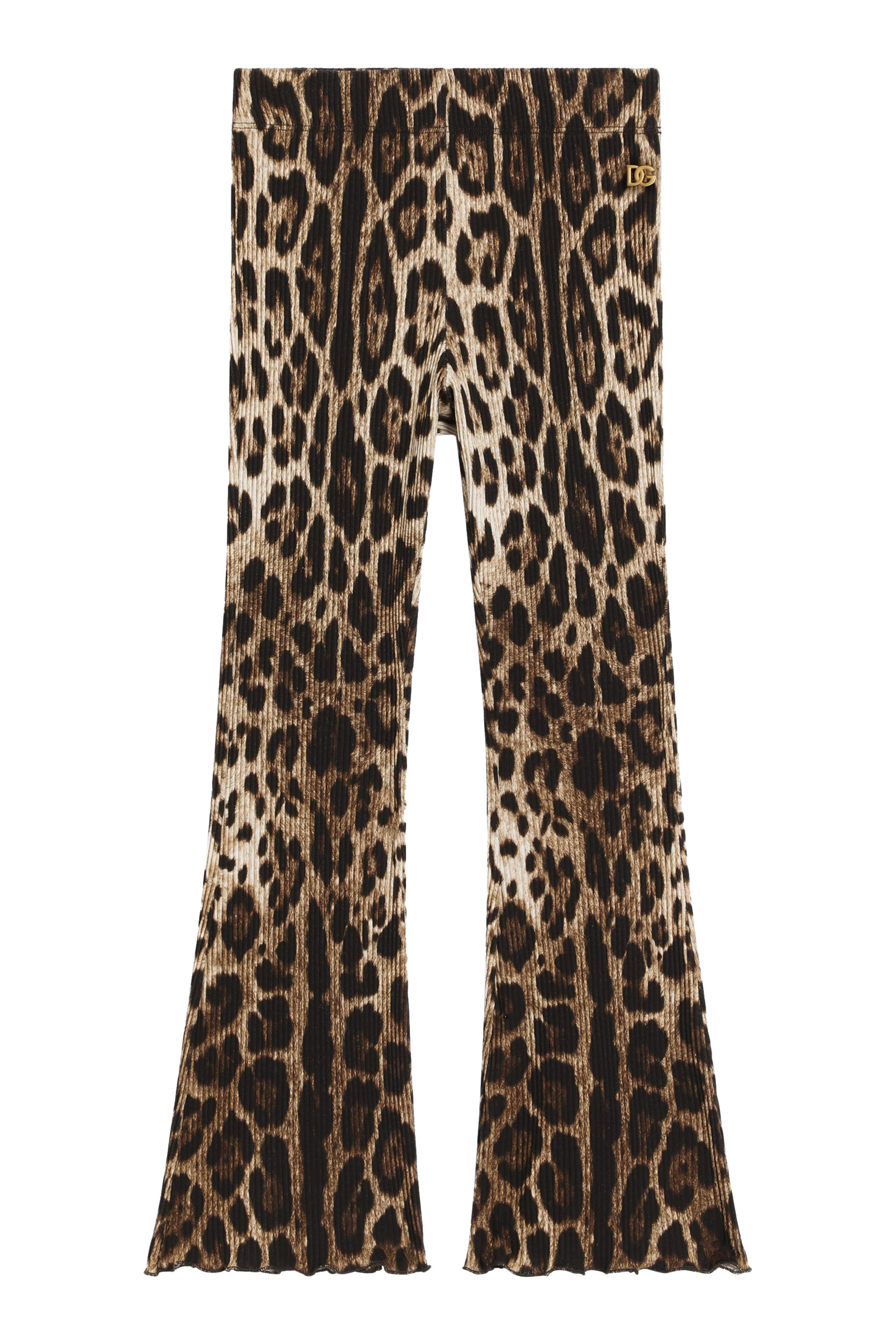 Kids Leopard-Print Ribbed Trousers