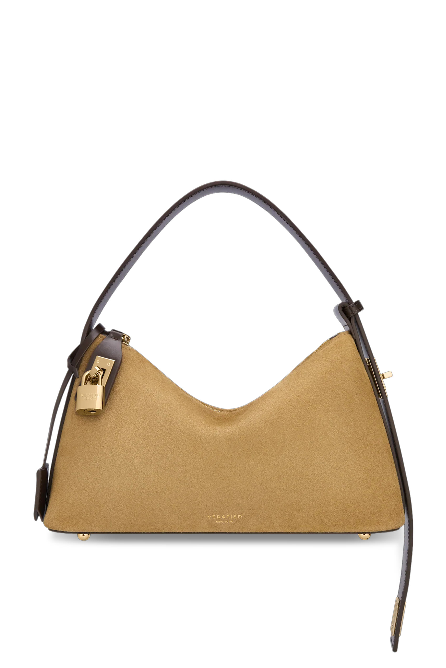 Gold Suede Hobo Bag