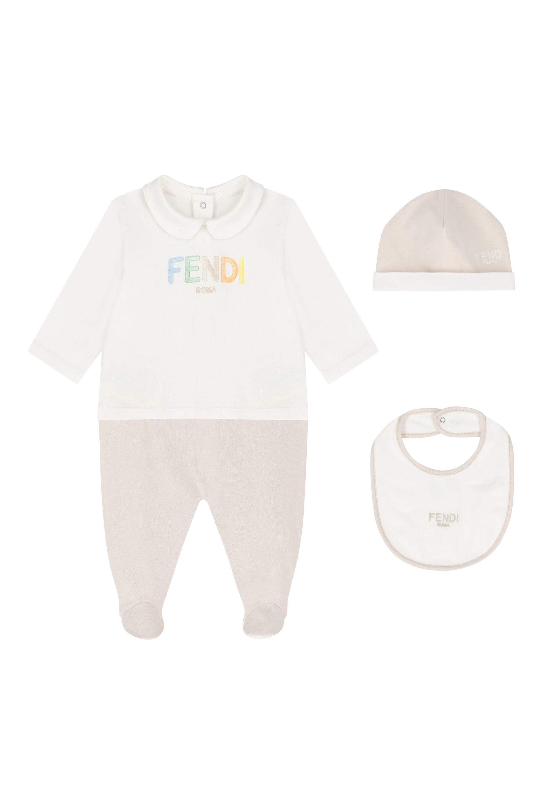 Kids Cotton Bodysuit, Bib, and Hat Set 