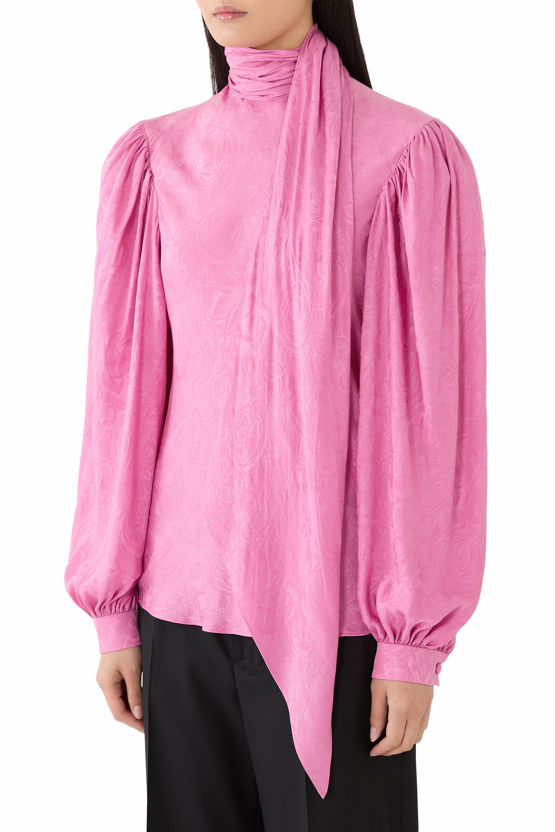 Silk Twill Shirt with Ribbon