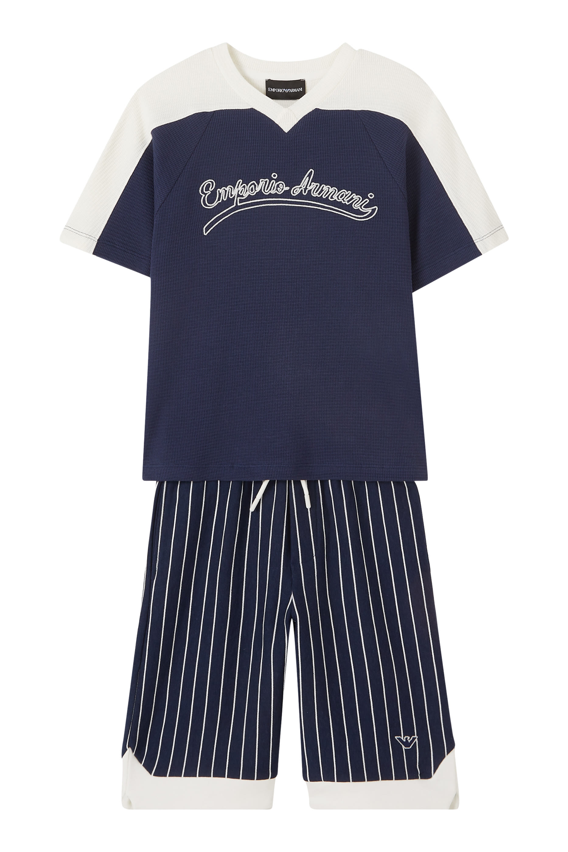 Kids Eagle Logo Striped Shorts