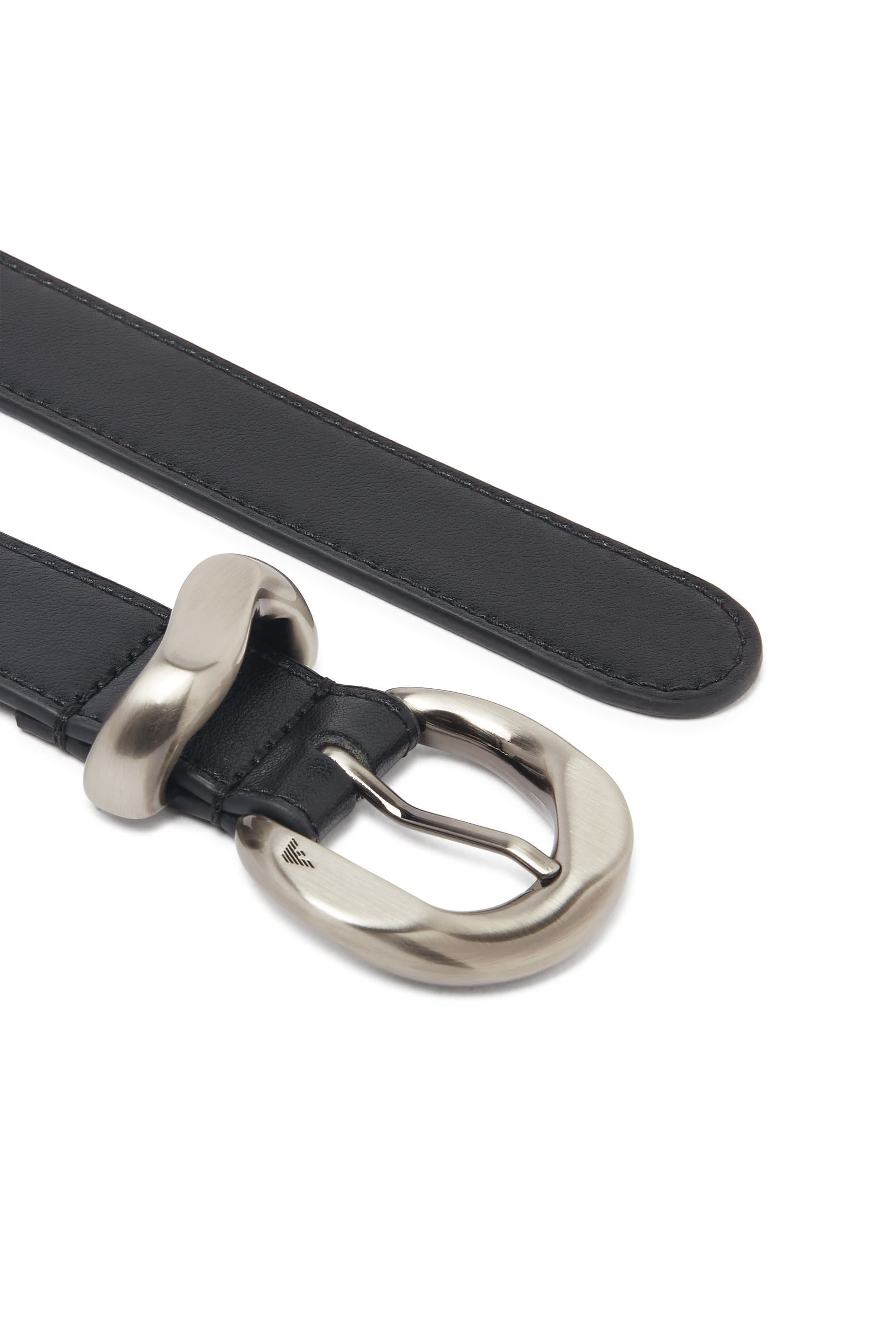 Wave-Buckle Leather Belt