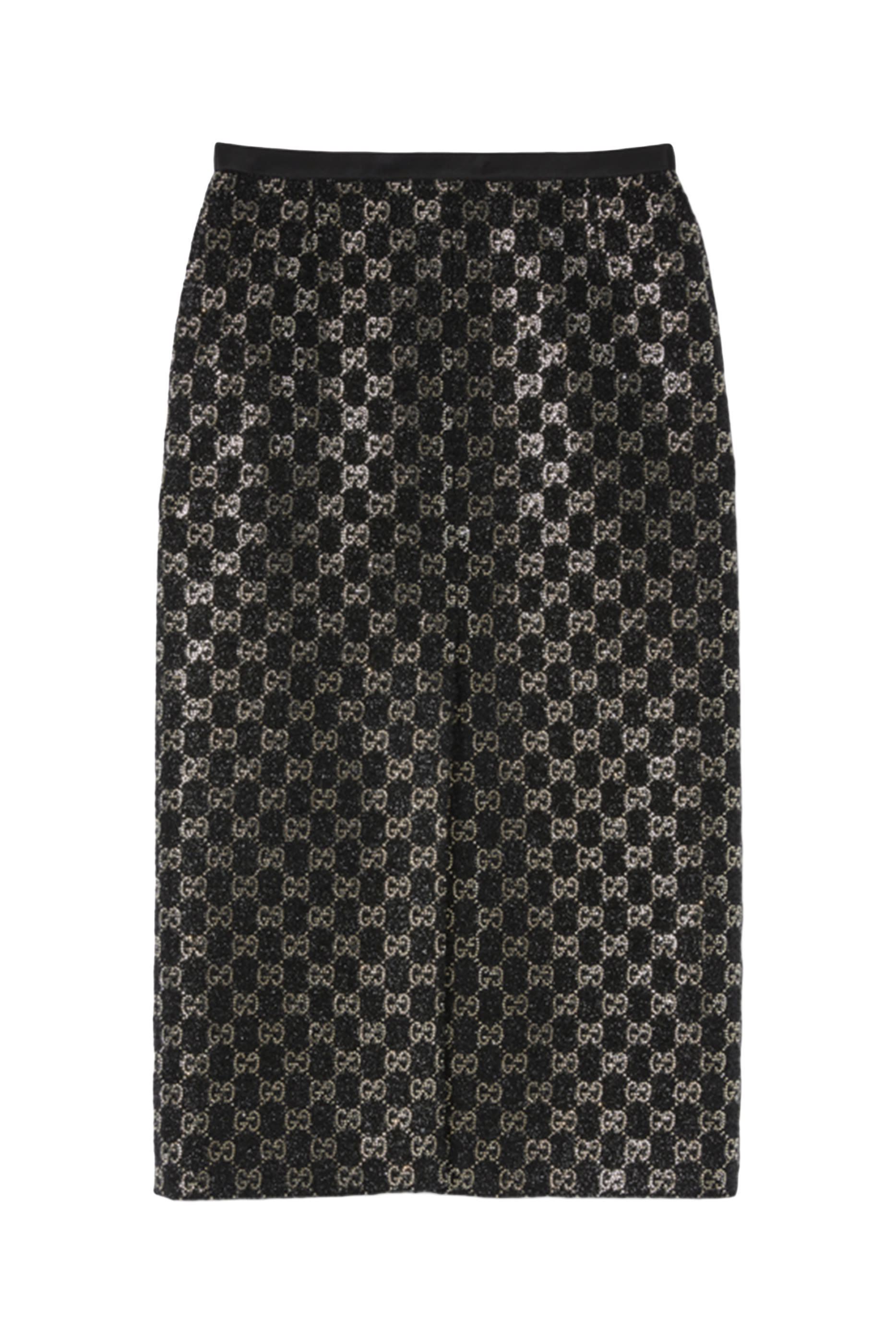 Embroidered Wool Tweed Lam&eacute; Skirt 