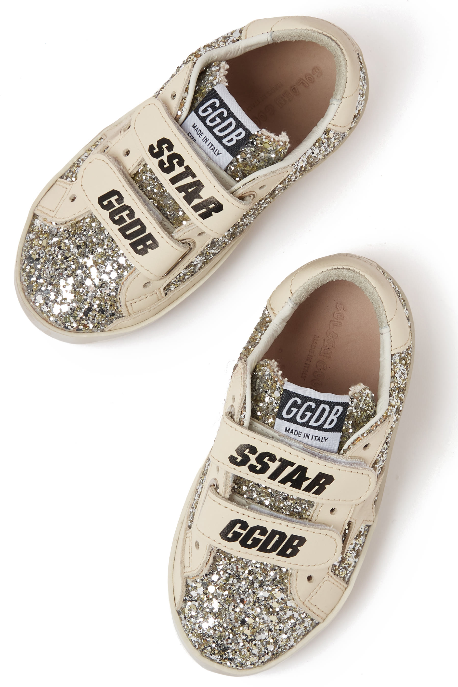 Old School Sneakers in Glitter with Leather Star and Heel Tab