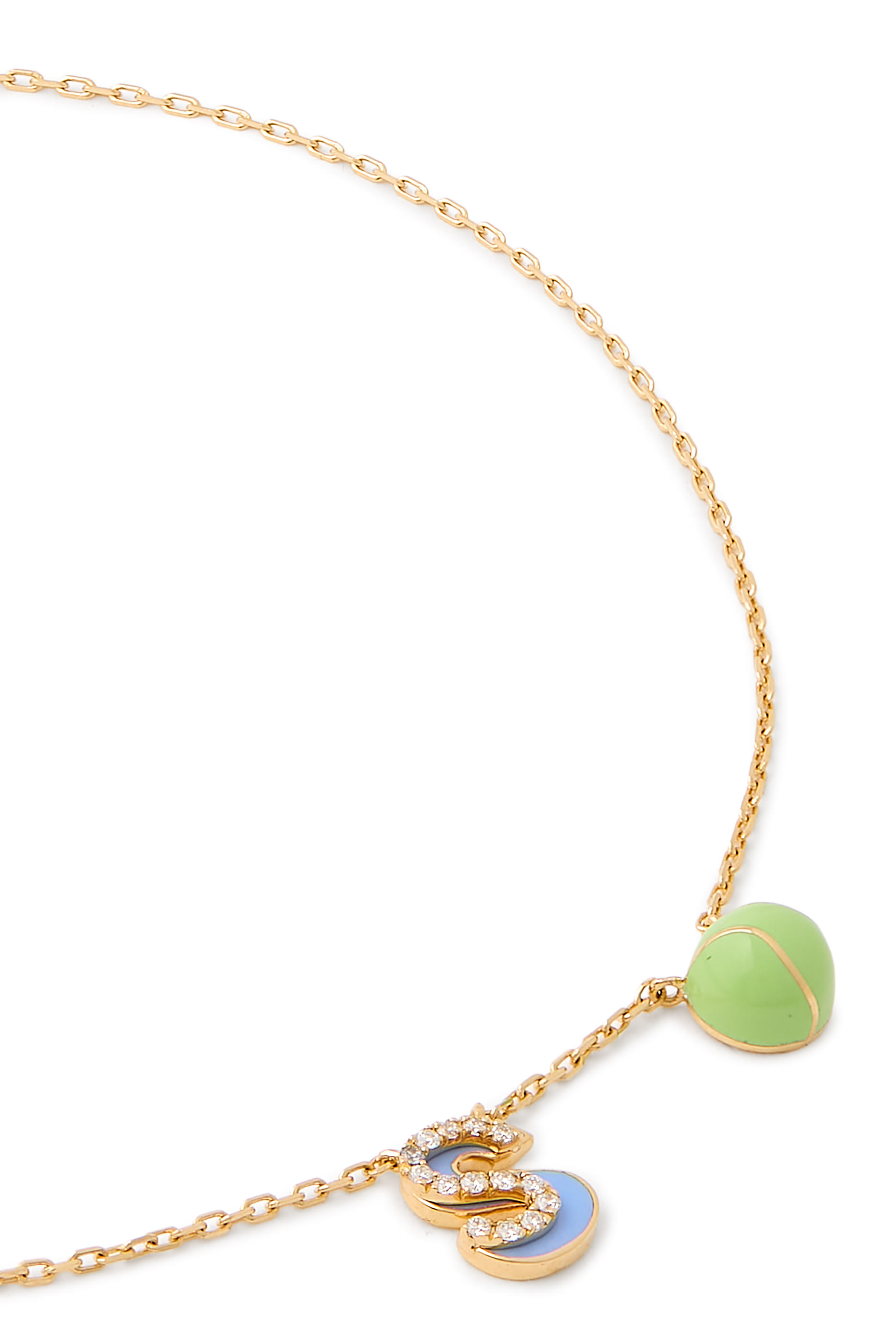 Letter &lsquo;S&rsquo; Tennis Anklet, 18k Yellow Gold & Enamel, Diamonds