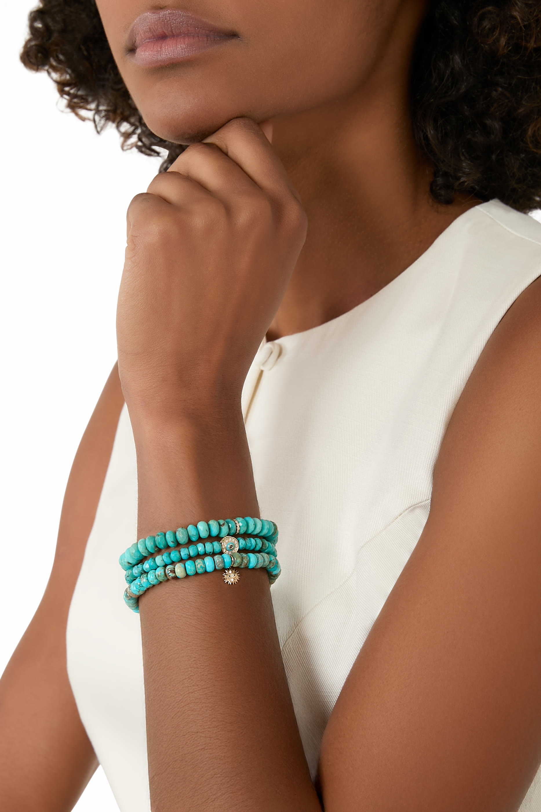 Evil Eye Bracelet, 14k Yellow Gold & Turquoise, Diamond