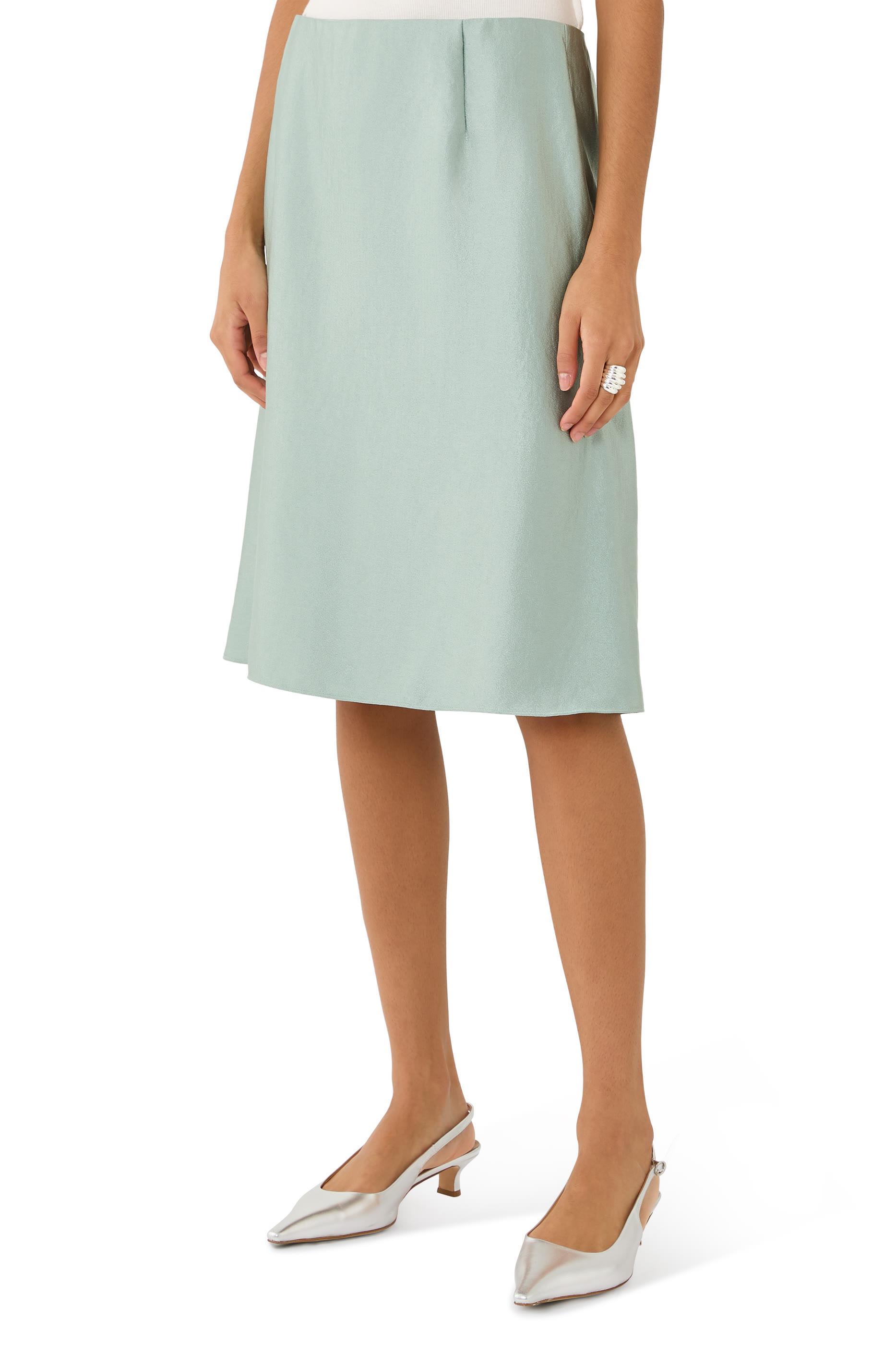  Satin A-Line Knee Skirt