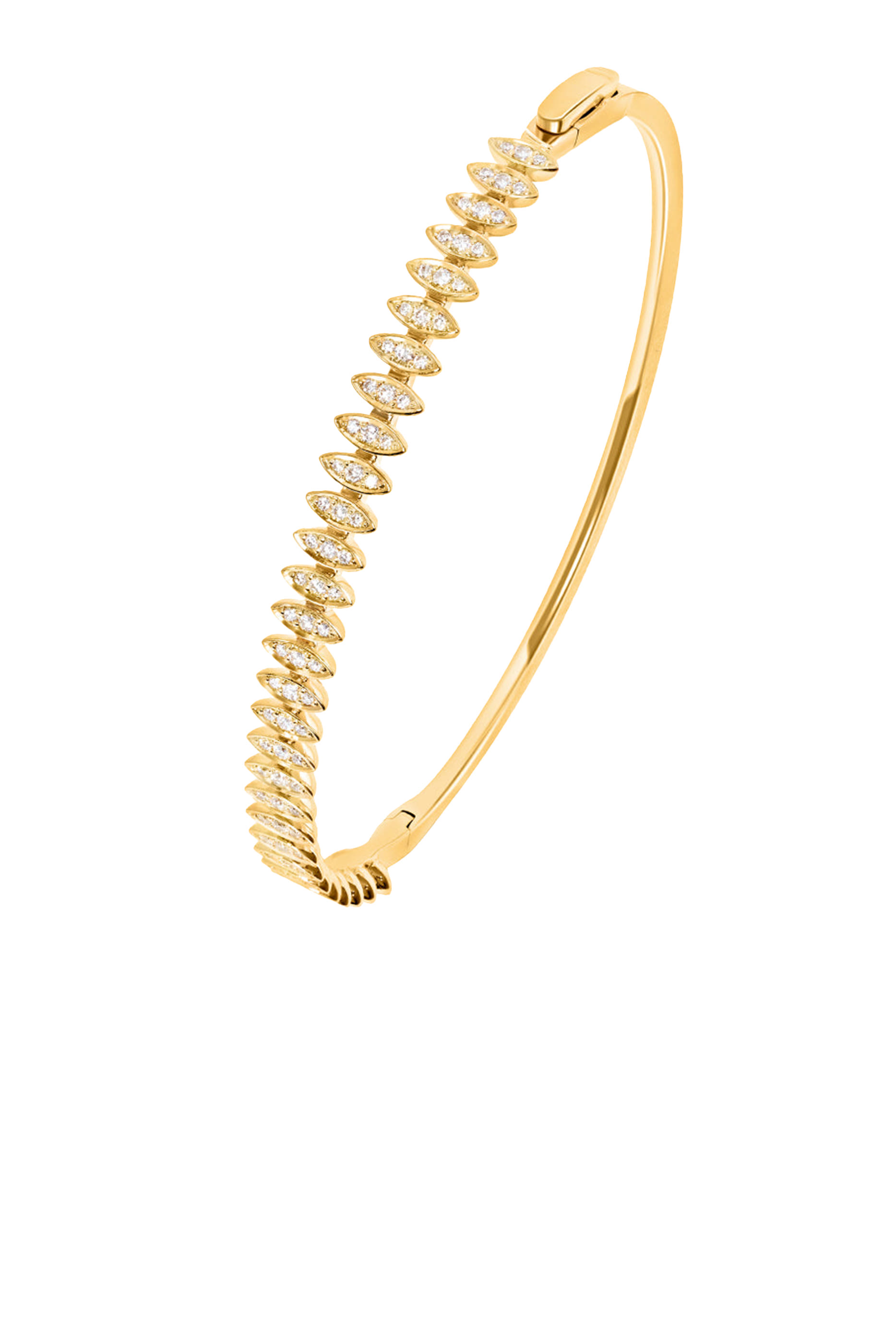  Barq Marquise Small Bangle, 18K Yellow Gold & Diamonds