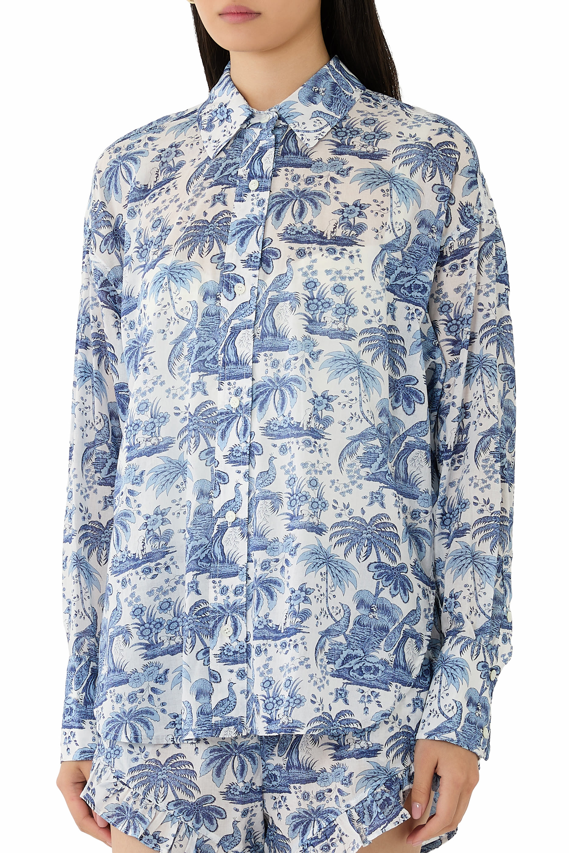  Cotton Toile Short-Sleeved Shirt