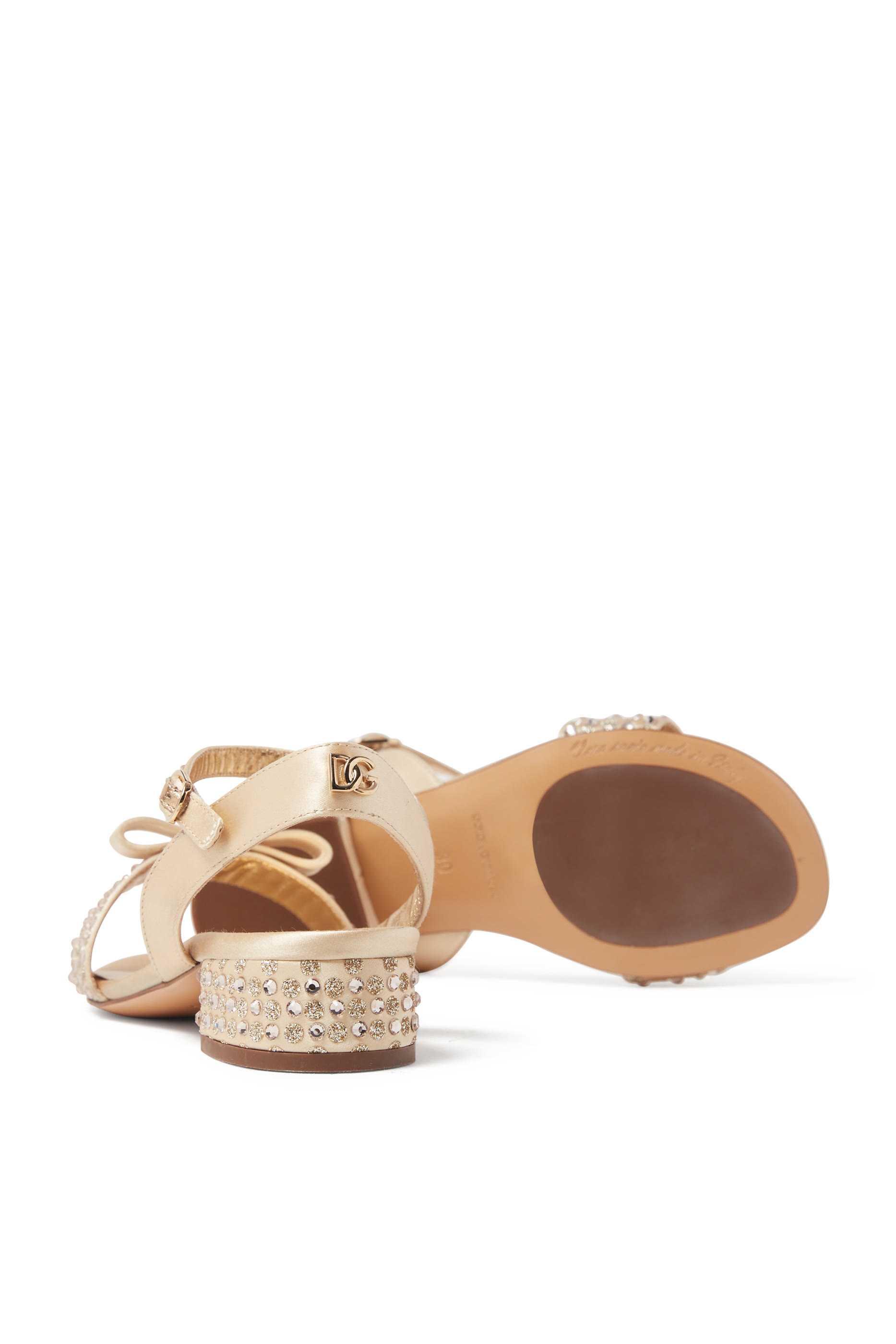 Kids Rhinestone Embellished Satin Sandals
