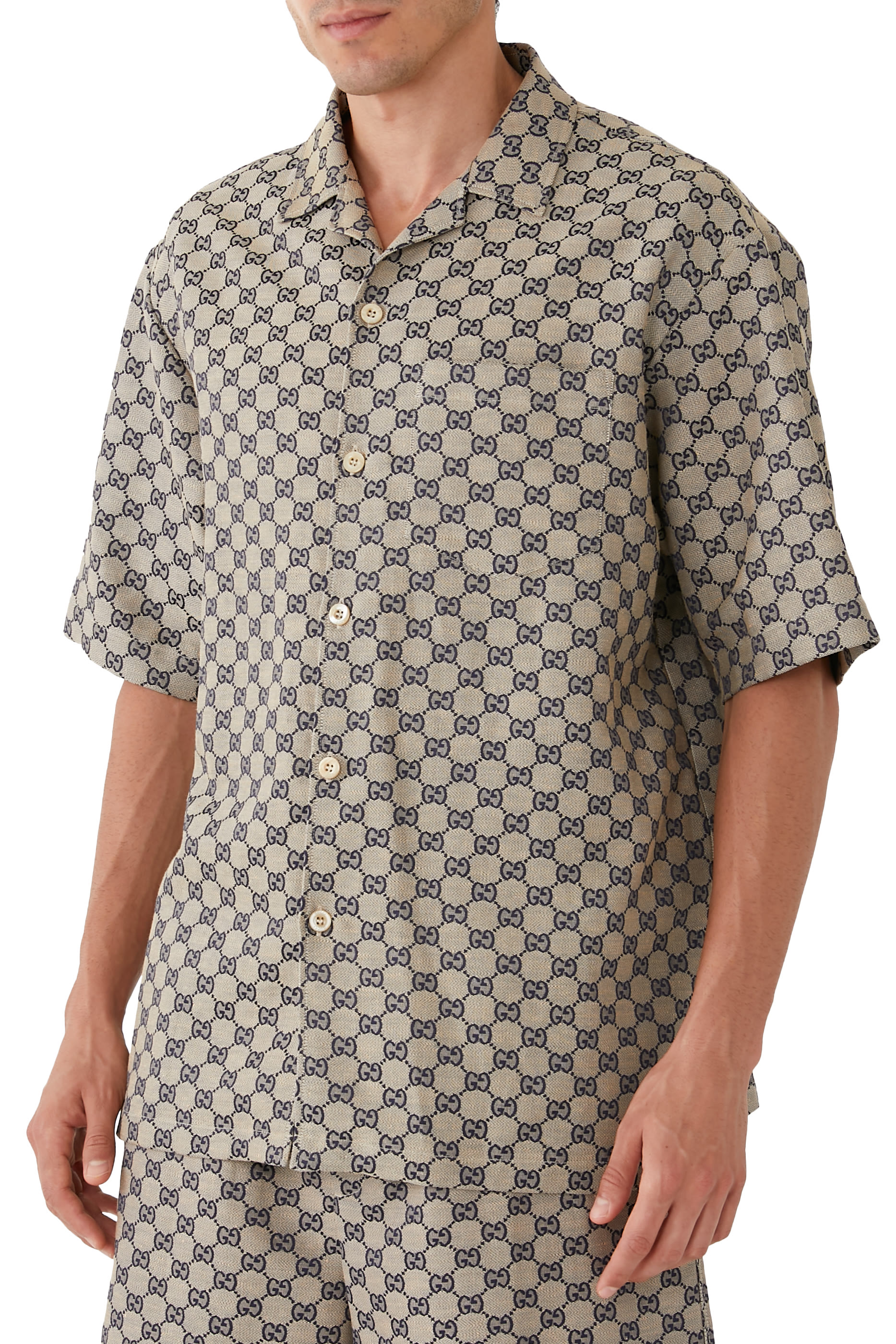 GG Linen Blend Canvas Shirt