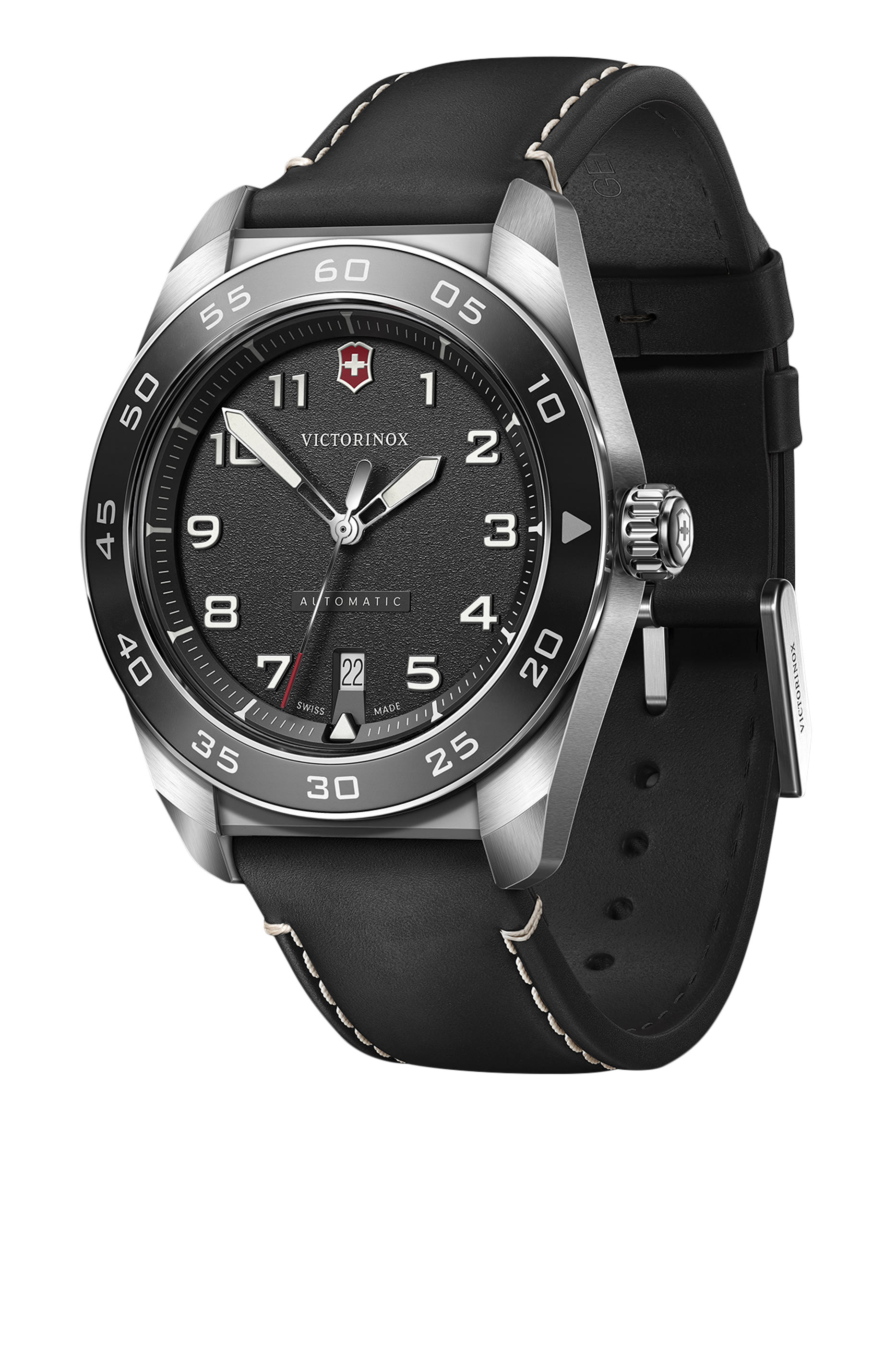 Swiss Army Quartz Watch, Stainless Steel & Leather