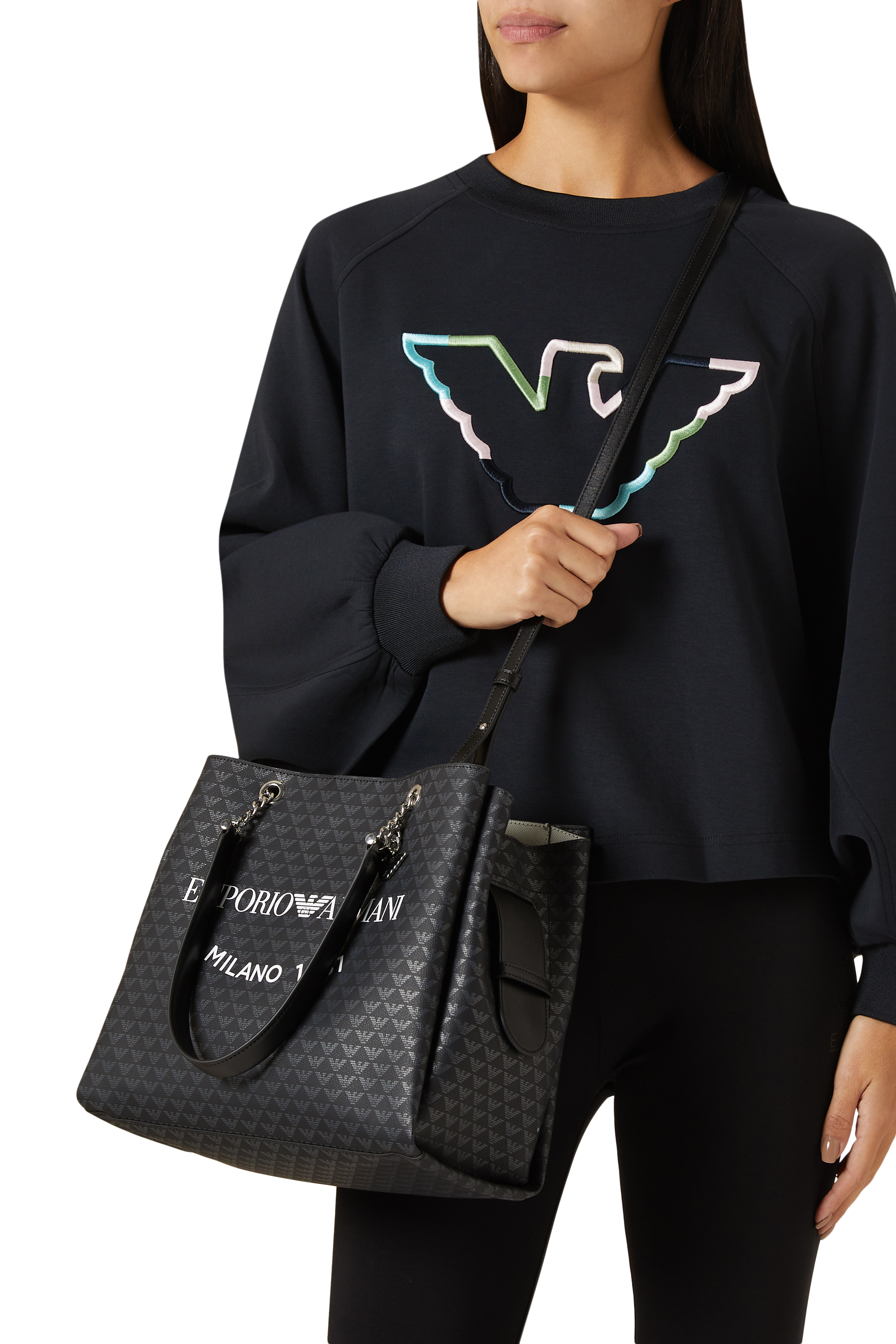 All-Over Eagle Shopper Bag With Eagle Charm