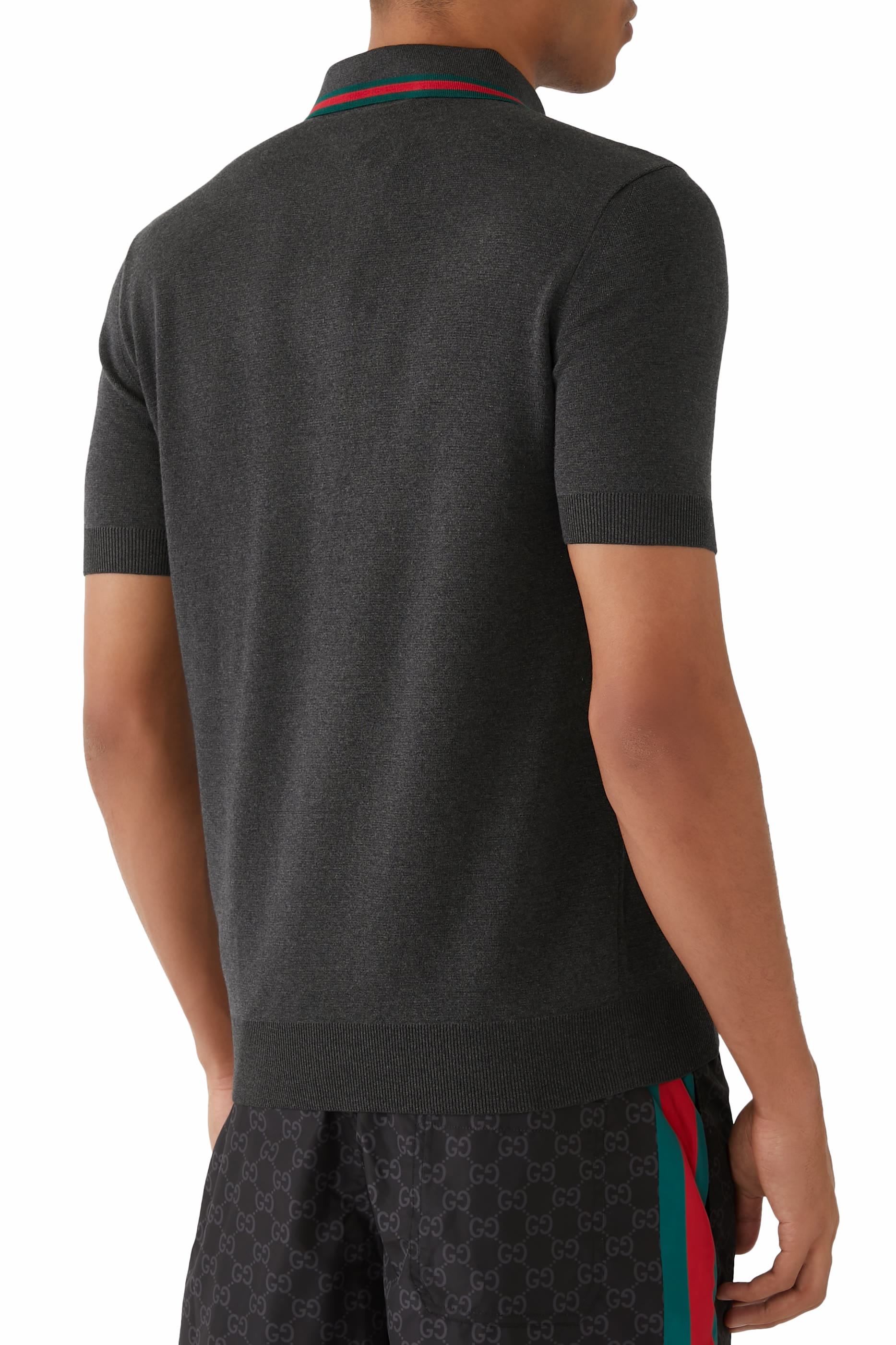 Silk Cotton Polo Shirt with Web