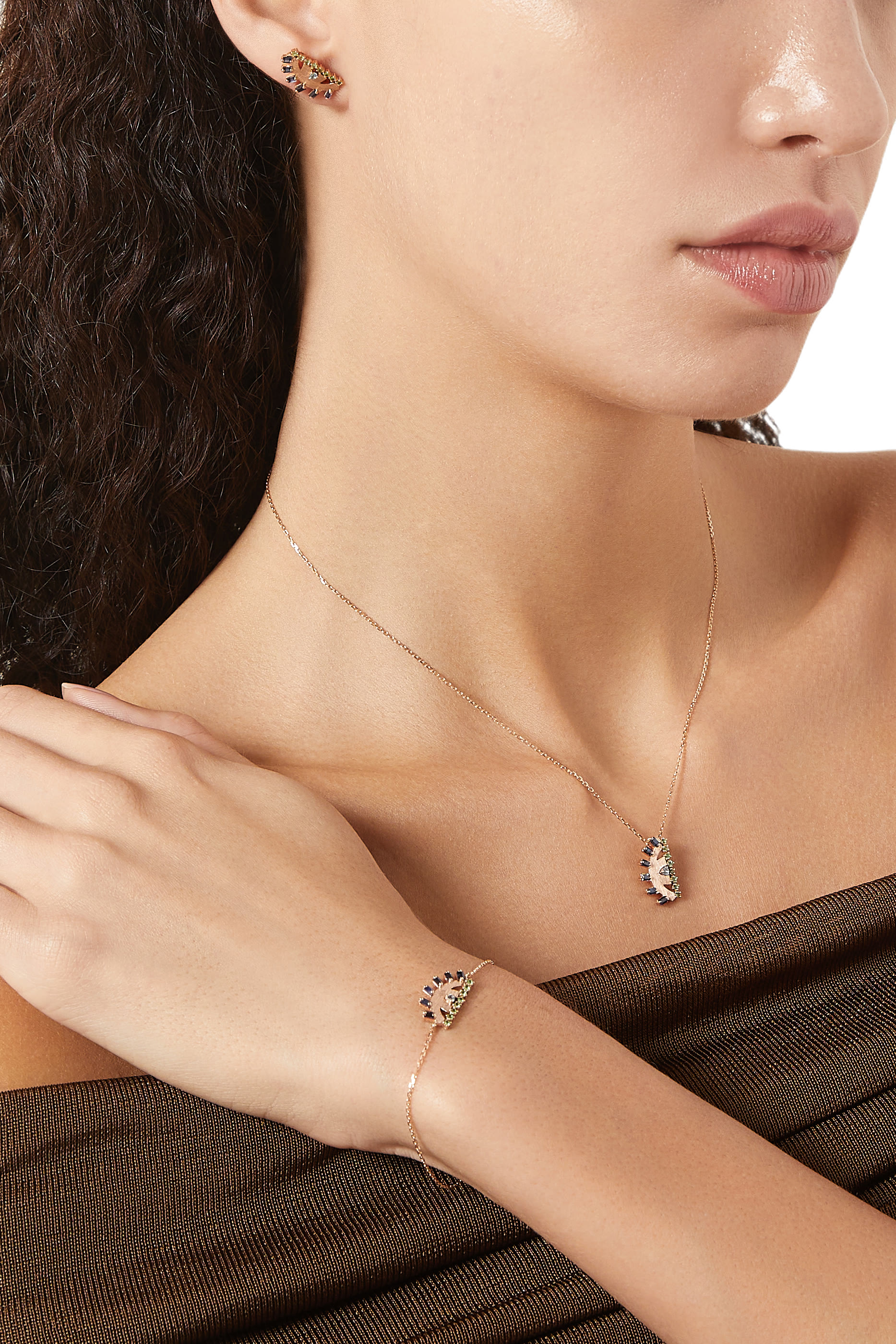 Ya Ein Bracelet, 18k Pink Gold & Topaz, Emerald, Sapphire