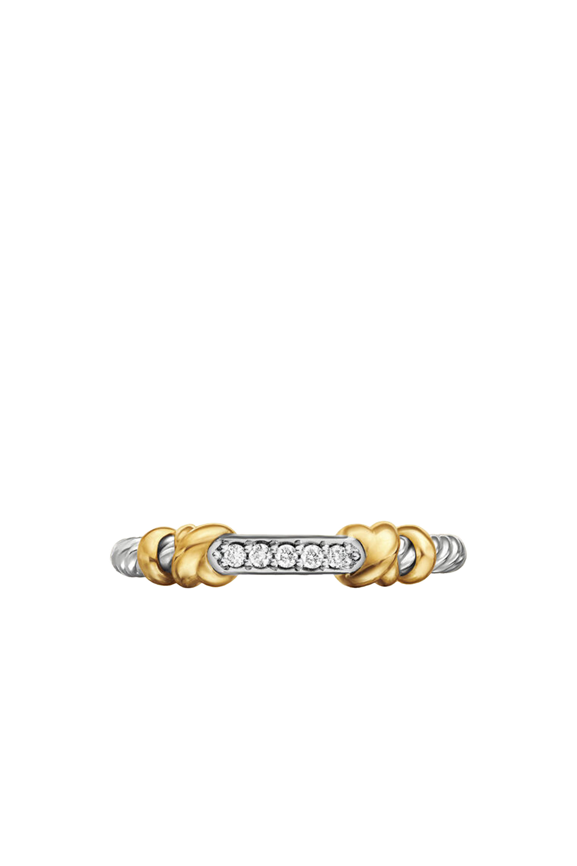 Petite Helena Wrap Band, Sterling Silver with 18K Yellow Gold and Diamonds