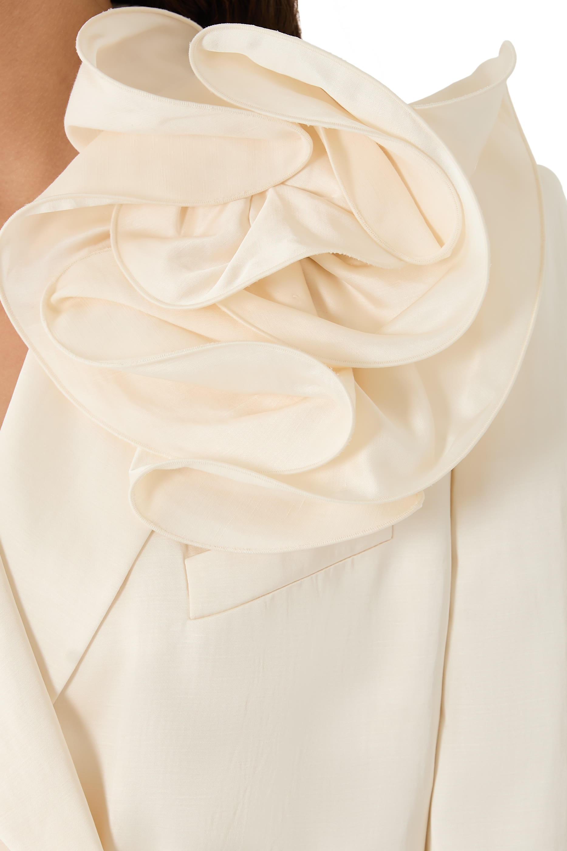 Double-Breasted Flower Appliqu&eacute; Coat 