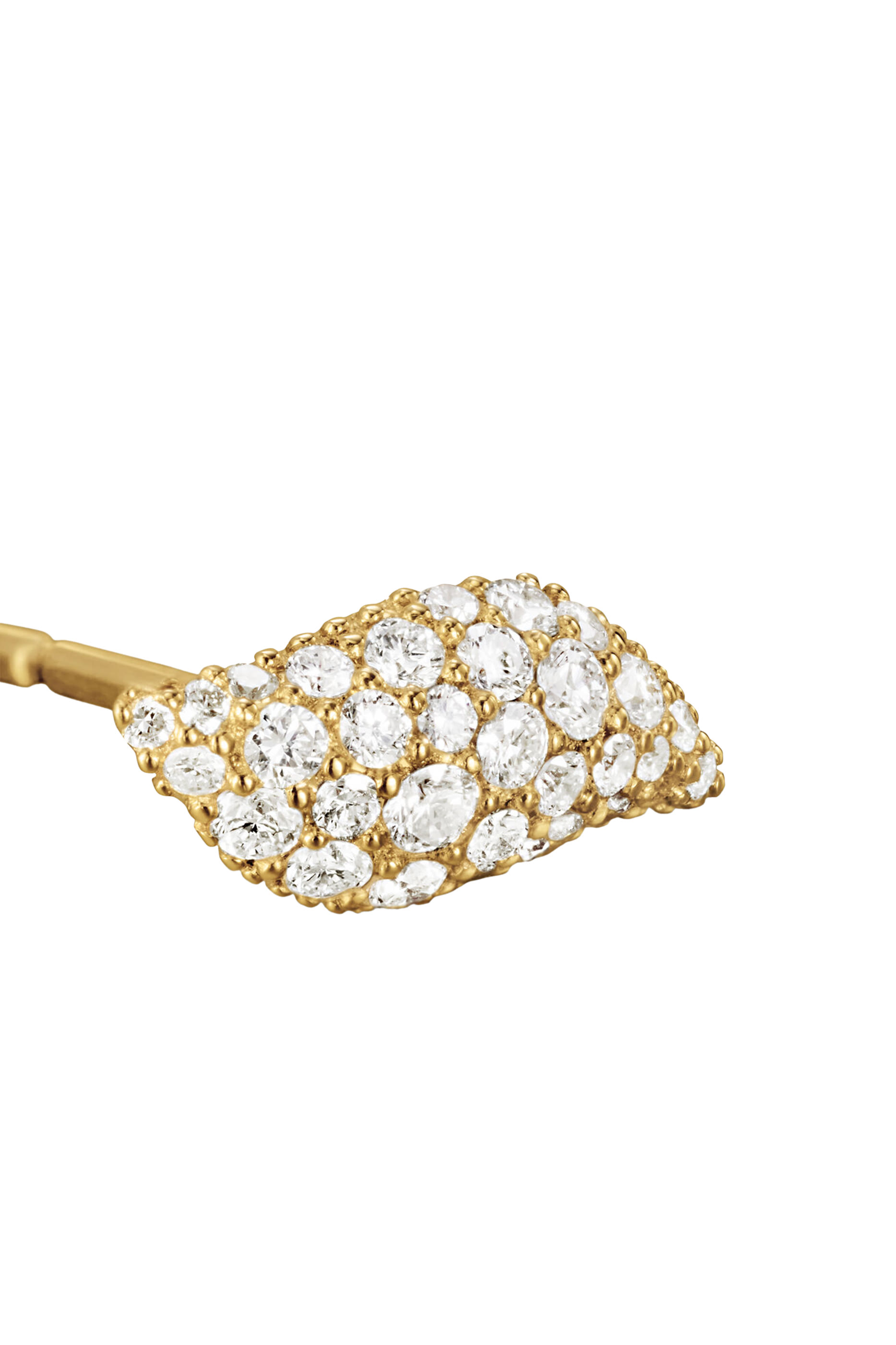 Petite Pave Flute Stud Earrings, 18k Yellow Gold & Diamonds